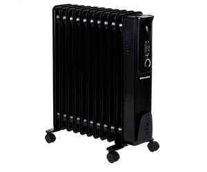 EMtronics EMOFR11BLK 2500W/2.5KW 11 Fin Portable Electric Oil Filled Heater Radiator with Adjustable Thermostat and 3 Heat Settings for 25 sqm Room - Black