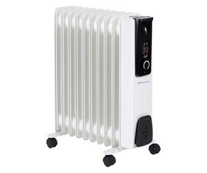 EMtronics EMOFR11WH 2500W/2.5KW 11 Fin Portable Electric Oil Filled Heater Radiator with Adjustable Thermostat and 3 Heat Settings for 20 sqm Room - White