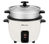 EMtronics EMRCDSCR1 Rice Cooker 1 Litre with Automatic Cooking, Steamer Tray and Warmer Function with Removable Non-Stick Bowl, Measuring Cup and Spatula 400W - Cream