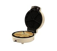 EMtronics EMWM900 Waffle Maker Iron Machine 900W with Removable Plates, Non-Stick Coating and Adjustable Temperature Control - Cream