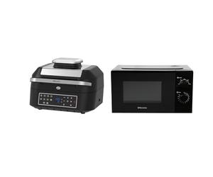 Emtronics Kitchen Set 6.3L Air Fryer Health Grill & 20L 700W Microwave - Black