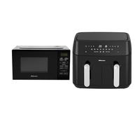 Emtronics Kitchen Set Dual Drawer 9L Air Fryer & 20L 700W Microwave Grill Black