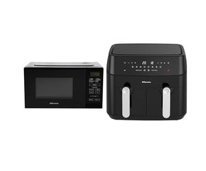 Emtronics Kitchen Set Dual Drawer 9L Air Fryer & 20L 700W Microwave Grill Black