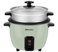 Emtronics 1.5 Litre Rice Cooker, Non-stick Pot & Veg Steamer Tray - Sage Green, Green