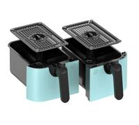 EMtronics RLDR91 9L Dual Air Fryer Drawer Set with Crisper Racks - Aqua Blue