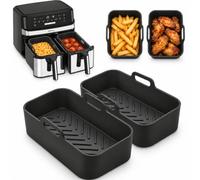 EMtronics Silicone Air Fryer Tray Inserts 2-Pack - 19.5cm x 13cm x 9cm | 2 Pack of Reusable Silicone Liners | Fits EMtronics Dual Air Fryer Models | Designed for 8 & 9 Litre Air Fryers | Food-grade