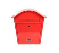 EMtronics Classic Style Wall Mounted Post Box Weatherproof Painted Steel and Lockable - Red