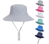 EMTSEB Baby Sun Hat Toddler Summer UPF 50+ Sun Protective Bucket Hat Wide Brim Beach Hats for Baby Boys Girls 0-6 Years (6-24 Months) Grey