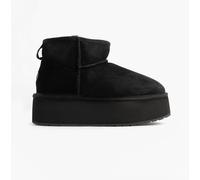 Emu Australia Stinger Micro Flatform Womens Sheepskin Boot Black - Size UK 8