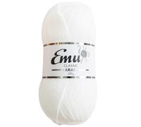 Emu Classic Aran Acrylic Yarn 100g Ball 210m, White - 101