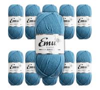 Emu Classic Aran Acrylic Yarn 100g Balls 210m, Pack of 10, Airforce - 136