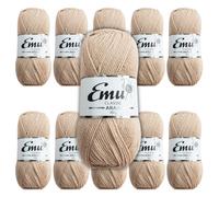 Emu Classic Aran Acrylic Yarn 100g Balls 210m, Pack of 10, Biscotti - 111