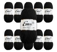 Emu Classic Aran Acrylic Yarn 100g Balls 210m, Pack of 10, Black - 123