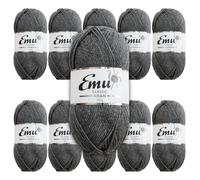 Emu Classic Aran Acrylic Yarn 100g Balls 210m, Pack of 10, Flint - 122
