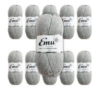 Emu Classic Aran Acrylic Yarn 100g Balls 210m, Pack of 10, Fog - 121