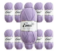 Emu Classic Aran Acrylic Yarn 100g Balls 210m, Pack of 10, Lilac - 107