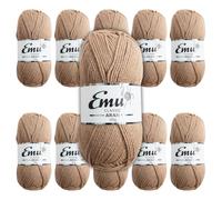 Emu Classic Aran Acrylic Yarn 100g Balls 210m, Pack of 10, Pecan - 113