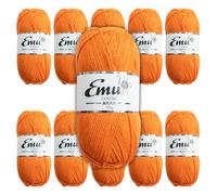 Emu Classic Aran Acrylic Yarn 100g Balls 210m, Pack of 10, Pumpkin - 115