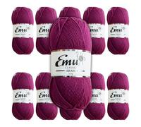 Emu Classic Aran Acrylic Yarn 100g Balls 210m, Pack of 10, Purple - 195