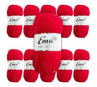 Emu Classic Aran Acrylic Yarn 100g Balls 210m, Pack of 10, Ruby - 120