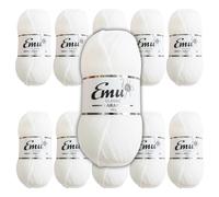Emu Classic Aran Acrylic Yarn 100g Balls 210m, Pack of 10, White - 101