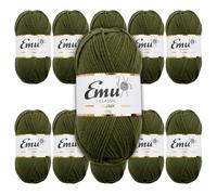 Emu Classic Chunky Acrylic Yarn 100g Balls 164m, Pack of 10, Fern - 163