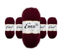 Emu Classic Chunky Acrylic Yarn 100g Balls 164m, Pack of 5, Wine - 161