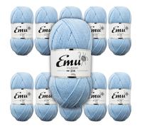 Emu Classic DK Acrylic Yarn 100g Balls 282m, Pack of 10, Baby Blue - 109