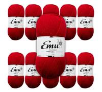 Emu Classic DK Acrylic Yarn 100g Balls 282m, Pack of 10, Ruby - 120