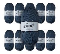 Emu Classic Tweed Chunky Acrylic Blend Yarn 100g Balls 150m, Pack of 10, Dark Denim - 006