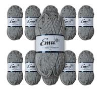 Emu Classic Tweed Chunky Acrylic Blend Yarn 100g Balls 150m, Pack of 10, Grey - 003