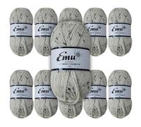 Emu Classic Tweed Chunky Acrylic Blend Yarn 100g Balls 150m, Pack of 10, Off White - 001