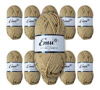 Emu Classic Tweed Chunky Acrylic Blend Yarn 100g Balls 150m, Pack of 10, Sand - 008
