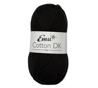 Emu Cotton DK Premium Yarn 100g Ball 208m, Black - 015