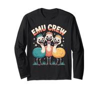 Emu Crew Funny Cartoon Aussie Outback Bird Birthday Party Long Sleeve T-Shirt