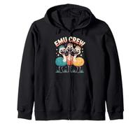 Emu Crew Funny Cartoon Aussie Outback Bird Birthday Party Zip Hoodie