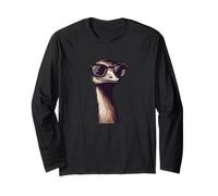 Emu Ostrich With Sunglasses Farm Farmer Farming Eggs Funny Long Sleeve T-Shirt