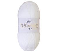 Emu Treasure 2 Ply Super Soft Nylon Blend Yarn 50g Ball 462m, White (500)