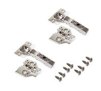 Emuca 1013307 Full-overlay soft-close concealed hinge with Ø35mm cup and 100° opening angle + screw-on plate with cam adjustment, Set of 2 pcs