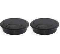 Emuca - Ø60mm Round Grommet from Black Plastic, Desk Cable Grommet to Build in Table/Desk/worktop, Set of 20 (Pack of 2)