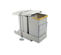 Emuca 8077221 Recycling Bins with Lower Attachment and Automatic Extraction and 2 Containers 14 litres