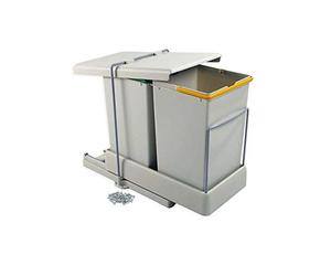 Emuca 8077221 Recycling Bins with Lower Attachment and Automatic Extraction and 2 Containers 14 litres