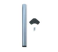 Emuca - Adjustable table leg Ø60x870mm (Ø2,3x34,2 inch), set of 1 steel table leg, height adjustment 870-890mm (34,2-35inch), silver grey