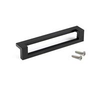 Emuca - Cleveland Furniture Handle, 128 mm Interaxis (5 inch), L144 mm (5,6 inch), Black Painted, Zamak, 5 ut