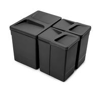 Emuca - Containers for kitchen drawers, waste sorting cut-out base, H 266 mm (10,4 inch), 1 x 15 L + 2 x 7 L, Black Plastic
