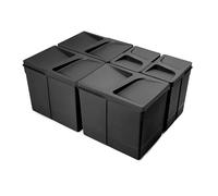 Emuca - Containers for kitchen drawers, waste sorting cut-out base, H 266 mm (10,4 inch), 3 x 15 L + 2 x 7 L, Black Plastic