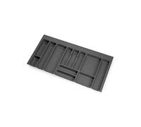 Emuca - Cutlery Organizer, kitchen drawer organizer, cutlery tray, 12 compartments, 100cm module, Plastic, Anthracite Grey