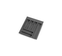 Emuca - Cutlery Organizer, kitchen drawer organizer, cutlery tray, 6 compartments, 45cm module, Plastic, Anthracite Grey
