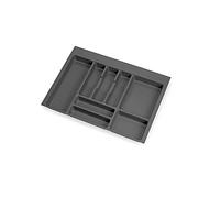 Emuca - Cutlery Organizer, kitchen drawer organizer, cutlery tray, 8 compartments, 70cm module, Plastic, Anthracite Grey
