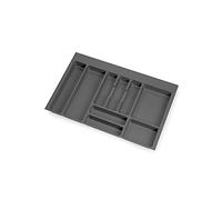 Emuca - Cutlery Organizer, kitchen drawer organizer, cutlery tray, 9 compartments, 80cm module, Plastic, Anthracite Grey
